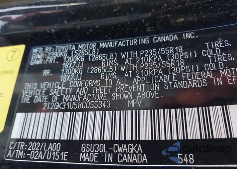 2008 Lexus Rx 350 z USA, uszkodzony, nr VIN 2T2GK31U58C055343